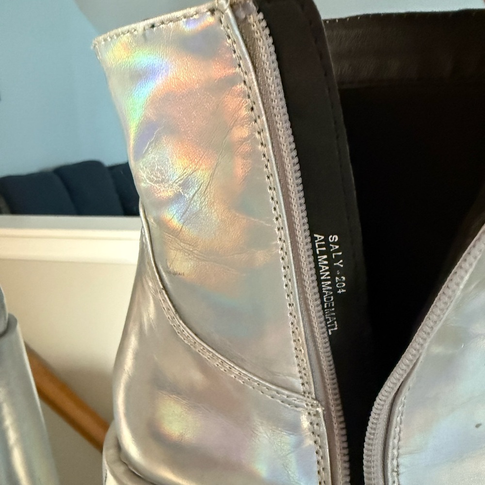 Demonia Silver Holographic Platform Boots - image 6